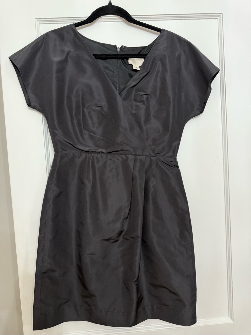 Vintage J Crew Little Black Dress LBD Silk Taffeta Short Sleeve Dress size 4